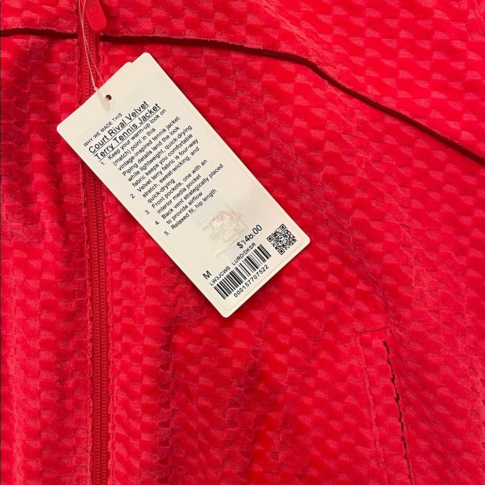 Lululemon Red Court Rival Velvet Terry Tennis Jacket - Picture 3 of 5